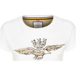 T-shirt AERONAUTICA MILITARE Biały. Białe t-shirty damskie marki Aeronautica Militare, bez wzorów, z bawełny, z okrągłym kołnierzem. Za 350,00 zł.