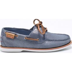 Wrangler - Mokasyny Ocean. Niebieskie mokasyny damskie marki Wrangler, ze skóry, na obcasie. W wyprzedaży za 229,90 zł.