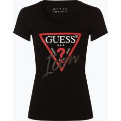 Guess Jeans - T-shirt damski, czarny. Czarne t-shirty damskie Guess Jeans, s, z aplikacjami, z bawełny, bez kołnierzyka. Za 129,95 zł.