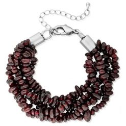 PROMOCJA Bransoletka - metal, Granat. Brązowe bransoletki damskie marki W.KRUK, z granatem, metalowe. W wyprzedaży za 99,00 zł.