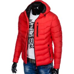 KURTKA MĘSKA ZIMOWA PIKOWANA C371 - CZERWONA. Czerwone kurtki męskie marki Ombre Clothing, na zimę, m, z nylonu. Za 129,00 zł.