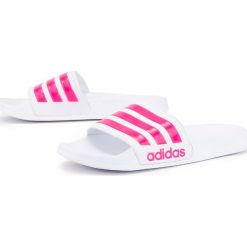 ADIDAS ADILETTE SHOWER > F34914. Klapki damskie Adidas, bez wzorów, z gumy, na wysokim obcasie. W wyprzedaży za 79,99 zł.