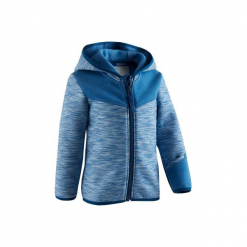 Bluza na zamek z kapturem Gym & Pilates 500 dla maluchów. Niebieskie bluzy niemowlęce DOMYOS, z elastanu, z kapturem. Za 54,99 zł.