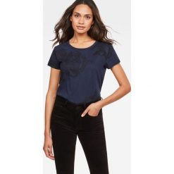 G-Star Raw - Top. Niebieskie bluzki damskie G-Star RAW, s, z nadrukiem, z bawełny, z okrągłym kołnierzem. W wyprzedaży za 99,90 zł.