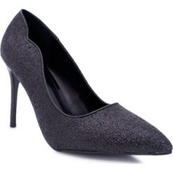 Szpilki Damskie Czarne Brokatowe Extrade. Czarne szpilki Tagless, z aplikacjami, ze skóry ekologicznej, eleganckie, na wysokim obcasie, na obcasie, bez zapięcia. Za 109,00 zł.