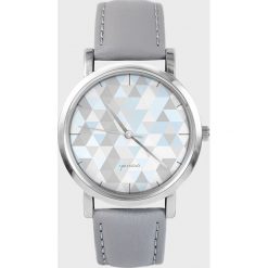Zegarki damskie: Zegarek – Geometric pastel – szary, skórzany