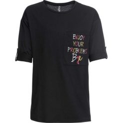 T-shirt z kieszonką bonprix czarny. Czarne t-shirty damskie bonprix, bez wzorów, bez kołnierzyka. Za 54,99 zł.