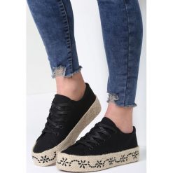 Czarne Espadryle Hanging Basket. Czarne espadryle damskie Born2be, bez wzorów, z denimu, bez obcasa, na platformie. Za 79,99 zł.