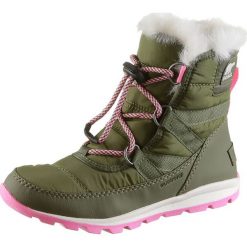 Botki zimowe w kolorze khaki. Brązowe buty dziewczęce zimowe Dziecięce obuwie sportowe, na zimę, bez wzorów, z materiału, bez zapięcia. W wyprzedaży za 215,95 zł.