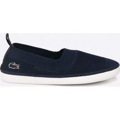 Lacoste - Tenisówki. Niebieskie trampki i tenisówki damskie marki Lacoste, z materiału. W wyprzedaży za 199,90 zł.
