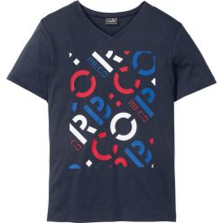 T-shirt Slim Fit bonprix ciemnoniebieski. Niebieskie koszulki męskie bonprix, s, bez wzorów, z okrągłym kołnierzem, bez rękawów. Za 34,99 zł.