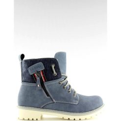 Traperki timberki damskie niebieskie GD-TL10 Blue. Niebieskie botki damskie ButyModne, ze skóry ekologicznej, eleganckie, bez obcasa, na sznurówki. W wyprzedaży za 139,00 zł.