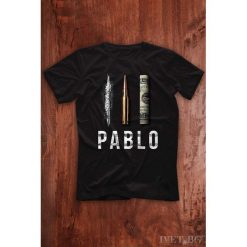 Męski T-shirt PABLO. Czarne t-shirty męskie Męski T-shirt PABLO, xl, bez wzorów, bez kołnierzyka. Za 78,00 zł.