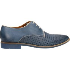 Półbuty FOSTER. Niebieskie buty wizytowe męskie Gino Rossi, bez wzorów, ze skóry, eleganckie, na sznurówki. Za 279,90 zł.