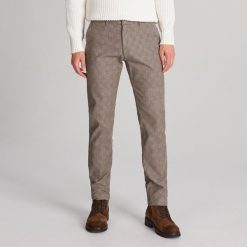 Spodnie chino w kratkę - Beżowy. Brązowe spodnie męskie Reserved, m, w kratkę. Za 129,99 zł.