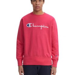 CHAMPION SCRIPT LOGO REVERSE WEAVE SWEATSHIRT > 212576-PS061. Bluzy męskie Champion, xl, bez wzorów, z bawełny, klasyczne, z klasycznym kołnierzykiem, z długim rękawem, długie, bez kaptura. W wyprzedaży za 189,99 zł.
