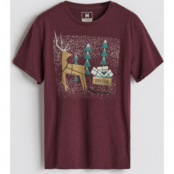 T-shirt ze świątecznym nadrukiem - Bordowy. Czerwone t-shirty męskie z nadrukiem marki Reserved, l. Za 39,99 zł.