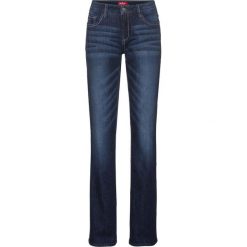 Dżinsy ze stretchem BOOTCUT bonprix ciemnoniebieski. Niebieskie spodnie damskie bonprix, z jeansu. Za 49,99 zł.