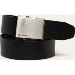 Trussardi Jeans - Pasek skórzany. Czarne paski męskie Trussardi Jeans, w paski, z jeansu. Za 239,90 zł.