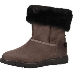 Botki w kolorze czarno-szarym. Szare botki damskie Tom Tailor, Mustang, Bugatti, Camel Active, Lloyd, z okrągłym noskiem, bez obcasa, bez zapięcia. W wyprzedaży za 169,95 zł.