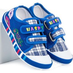 DZIEWCZĘCE TRAMPKI W KRATKĘ - odcienie niebieskiego. Niebieskie trampki dziewczęce marki HASBY, w kratkę. Za 29,90 zł.