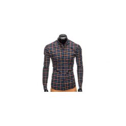 KOSZULA MĘSKA W KRATĘ Z DŁUGIM RĘKAWEM K399 - GRANATOWA/ZIELONA. Zielone koszule męskie na spinki Ombre Clothing, m, z długim rękawem. Za 49,00 zł.