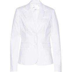 Żakiet ze stretchem bonprix biały. Białe żakiety damskie bonprix, bez wzorów. Za 124,99 zł.