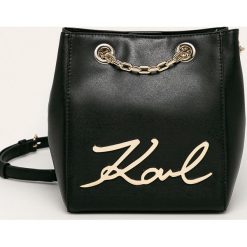 Karl Lagerfeld - Torebka skórzana. Czarne kuferki damskie w paski, ze skóry, casualowe, małe. W wyprzedaży za 899,90 zł.
