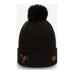 New Era NYC Czapka zimowa Czarny. Czarne czapki damskie New Era, na zimę, z haftami, z materiału. Za 128,95 zł.