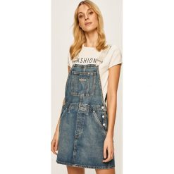 Calvin Klein Jeans - Sukienka. Niebieskie sukienki damskie Calvin Klein Jeans, na co dzień, s, bez wzorów, z bawełny, casualowe, z okrągłym kołnierzem, bez rękawów, mini, proste. Za 539,90 zł.