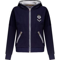 Bluza AERONAUTICA MILITARE. Niebieskie bluzy damskie Aeronautica Militare, z aplikacjami, z dzianiny, bez rękawów, z kapturem. Za 1070,00 zł.