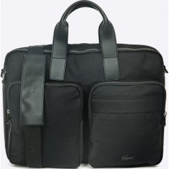 Lacoste - Torba. Czarne torby na laptopa Lacoste, w paski, z materiału. W wyprzedaży za 449,90 zł.
