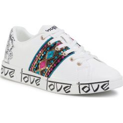 Sneakersy DESIGUAL - Cosmic Exotic Indian 20SSKP26 1000. Białe półbuty damskie Desigual, z aplikacjami, ze skóry ekologicznej, bez obcasa, na płaskiej podeszwie, bez zapięcia. W wyprzedaży za 279,00 zł.