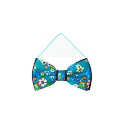 Turkusowa mucha w kwiaty A328. Niebieskie muszki męskie Adam Collection - Krawaty i dodatki, na co dzień, w kwiaty, z bawełny, eleganckie. Za 49,50 zł.