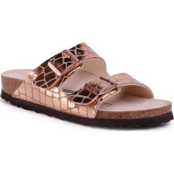 Klapki BIRKENSTOCK - Arizona Bs 1016047 Gator Gleam Copper. Żółte klapki damskie Birkenstock, bez wzorów, ze skóry ekologicznej, bez obcasa. Za 299,00 zł.