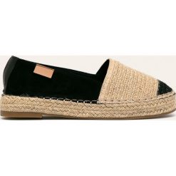Answear - Espadryle Erynn. Czarne espadryle damskie ANSWEAR, bez wzorów, ze skóry ekologicznej, bez obcasa, na obcasie. W wyprzedaży za 79,90 zł.