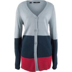 Kardigany damskie: Sweter rozpinany, długi rękaw bonprix ciemnoniebieski w paski