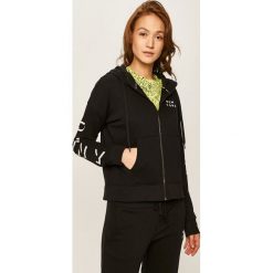 Dkny - Bluza. Czarne bluzy damskie DKNY, s, z nadrukiem, z bawełny, bez rękawów, z kapturem. W wyprzedaży za 249,90 zł.