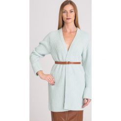 KARDIGAN ELISABETTA FRANCHI. Zielone swetry damskie Elisabetta Franchi, w paski, z wełny, bez rękawów, długie, bez kaptura. Za 924,50 zł.