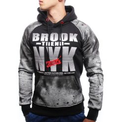 Bluza męska z kapturem melanż czarna Recea. Czarne bluzy męskie Recea, xl, z napisami, z bawełny, z kapturem, bez rękawów, z kapturem. Za 59,62 zł.