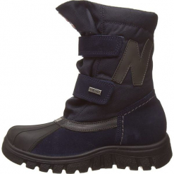 Kozaki "Himan" w kolorze granatowym. Niebieskie buty zimowe chłopięce marki Naturino, z materiału. W wyprzedaży za 215,95 zł.