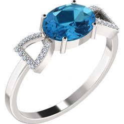 Złoty pierścionek z diamentami i syntetycznym topazem. Szare pierścionki damskie Art of Diamond & Co., z topazem, złote. W wyprzedaży za 549,95 zł.