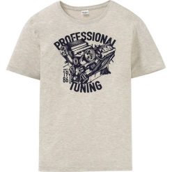 T-shirt z nadrukiem bonprix naturalny melanż. Białe koszulki męskie bonprix, xxl, z nadrukiem, z bawełny, bez kołnierzyka. Za 32,99 zł.