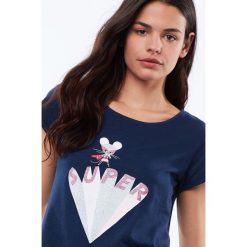 Etam - Top piżamowy Sixtine. Niebieskie piżamy damskie marki Etam, s, z nadrukiem, z bawełny, z krótkim rękawem. W wyprzedaży za 49,90 zł.