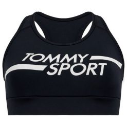 Biustonosz top Tommy Sport Mid Logo S10S100451. Niebieskie topy damskie Tommy Sport, s, bez wzorów, z elastanu, bez rękawów. Za 199,00 zł.