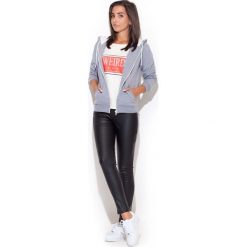 Szara Damska Rozpinana Bluza z Kapturem. Szare bluzy damskie KATRUS, xl, bez wzorów, z elastanu, bez rękawów, z kapturem. Za 147,90 zł.
