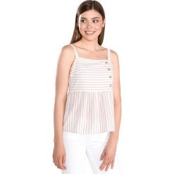 Vero Moda Coco Top Biały Beżowy. Brązowe podkoszulki damskie Vero Moda, xs, w paski, z bawełny, bez kołnierzyka. Za 99,95 zł.