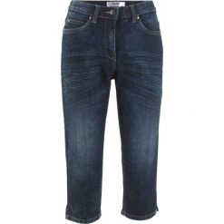 Dżinsy rybaczki ze stretchem "used look" bonprix ciemny denim. Czarne jeansy damskie bonprix. Za 99,99 zł.