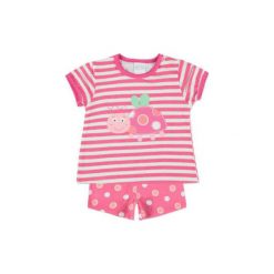 Pink or blue Komplet Shorty Biedronka. Różowe piżamy niemowlęce pink or blue, bez wzorów, z bawełny. Za 48,00 zł.