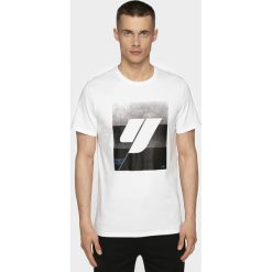 T-shirt męski TSM205 - biały. Białe koszulki męskie 4f, m, bez wzorów, bez kołnierzyka, bez rękawów. Za 59,99 zł.